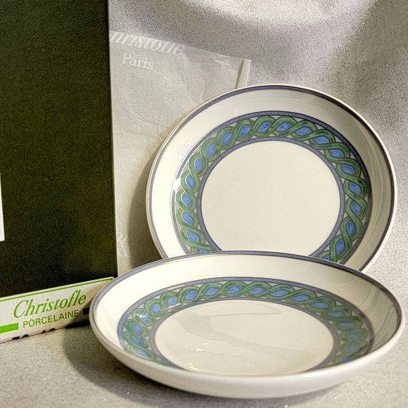 NWT CHRISTOFLE Paris Pair of "Torsada" Pattern Porcelain Small Bowls NIB - Picture 7 of 9